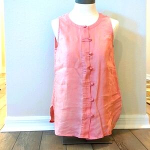 JJill Linen Top With Knotted Button Details